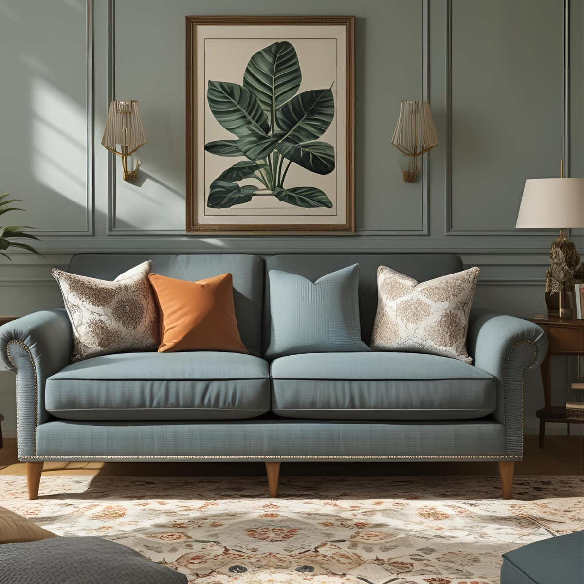 Kowloon Sectional 3 Seater Sofa cum Bed In Baltic Blue Premium Chenille Fabric Colour